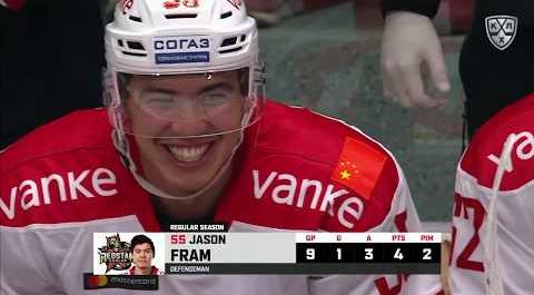 Jason Fram first KHL goal